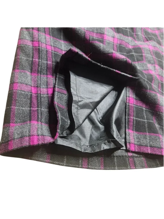 Chadwicks 8 Tall Black Gray Pink Plaid Wool A Line Skirt - Picture 9 of 9